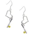 thumbnail image 1 of Delight Jewelry Silvertone Enamel Softball and Bat Open Heart French Earrings, 1 of 4