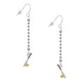 thumbnail image 1 of Delight Jewelry Silvertone Enamel Softball and Bat - Silver-tone Long Sparkle Dangle French Earrings, 1 of 4