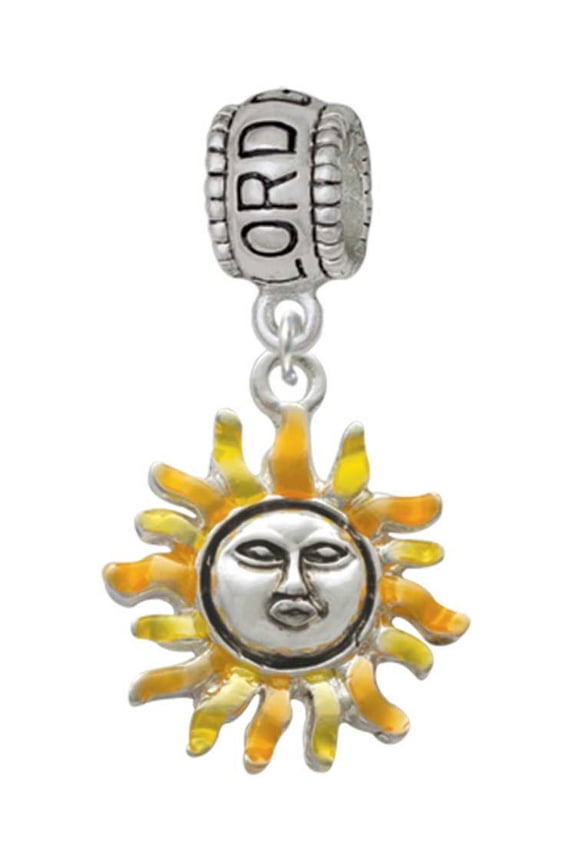 Silvertone Enamel Sun Lord Guide Me Charm Bead