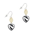 thumbnail image 1 of Delight Jewelry Silvertone Enamel Zebra Print Heart Goldtone Leaf French Earrings, 1 of 4