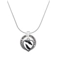 thumbnail image 1 of Delight Jewelry Silvertone Enamel Zebra Print Heart Gymnastics Mom Ring Charm Necklace, 18", 1 of 4