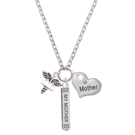 Delight Jewelry Silvertone Engraveable Caduceus - Always My Mother Bar Zoe Necklace