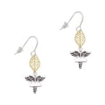 thumbnail image 1 of Delight Jewelry Silvertone Engraveable Caduceus - Goldtone Leaf French Earrings, 1 of 4