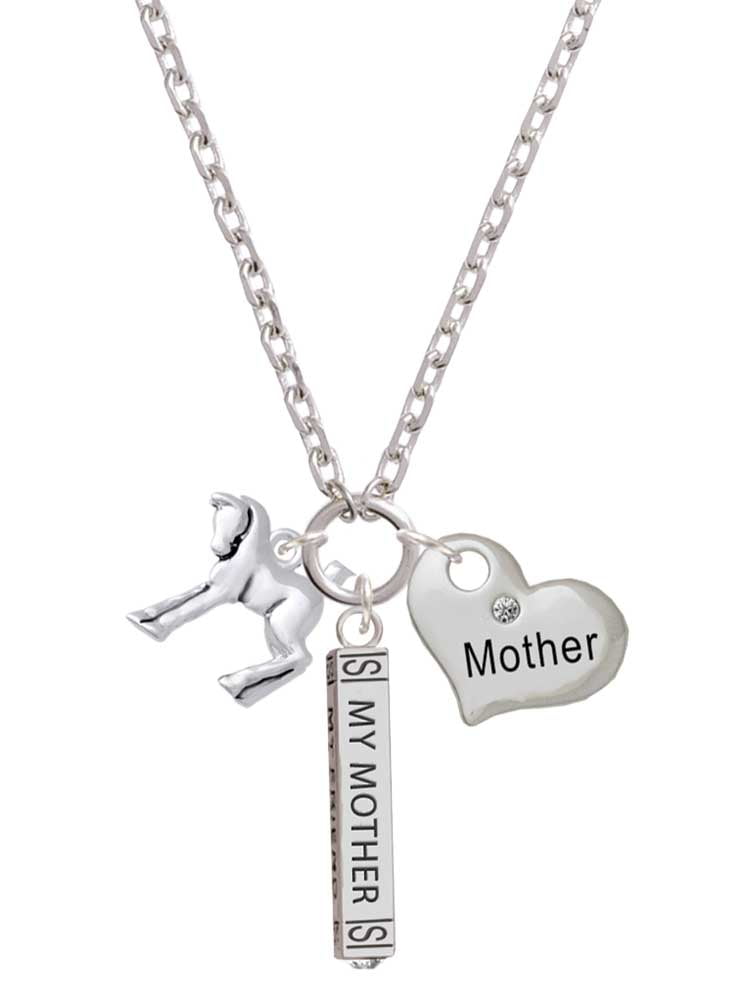 Delight Jewelry Silvertone Equestrian Horse Always My Mother Bar Zoe Necklace