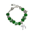 thumbnail image 1 of Delight Jewelry Silvertone Equestrian Horse - Green Irish Luck Bead Charm Bracelet, 7.5", 1 of 4