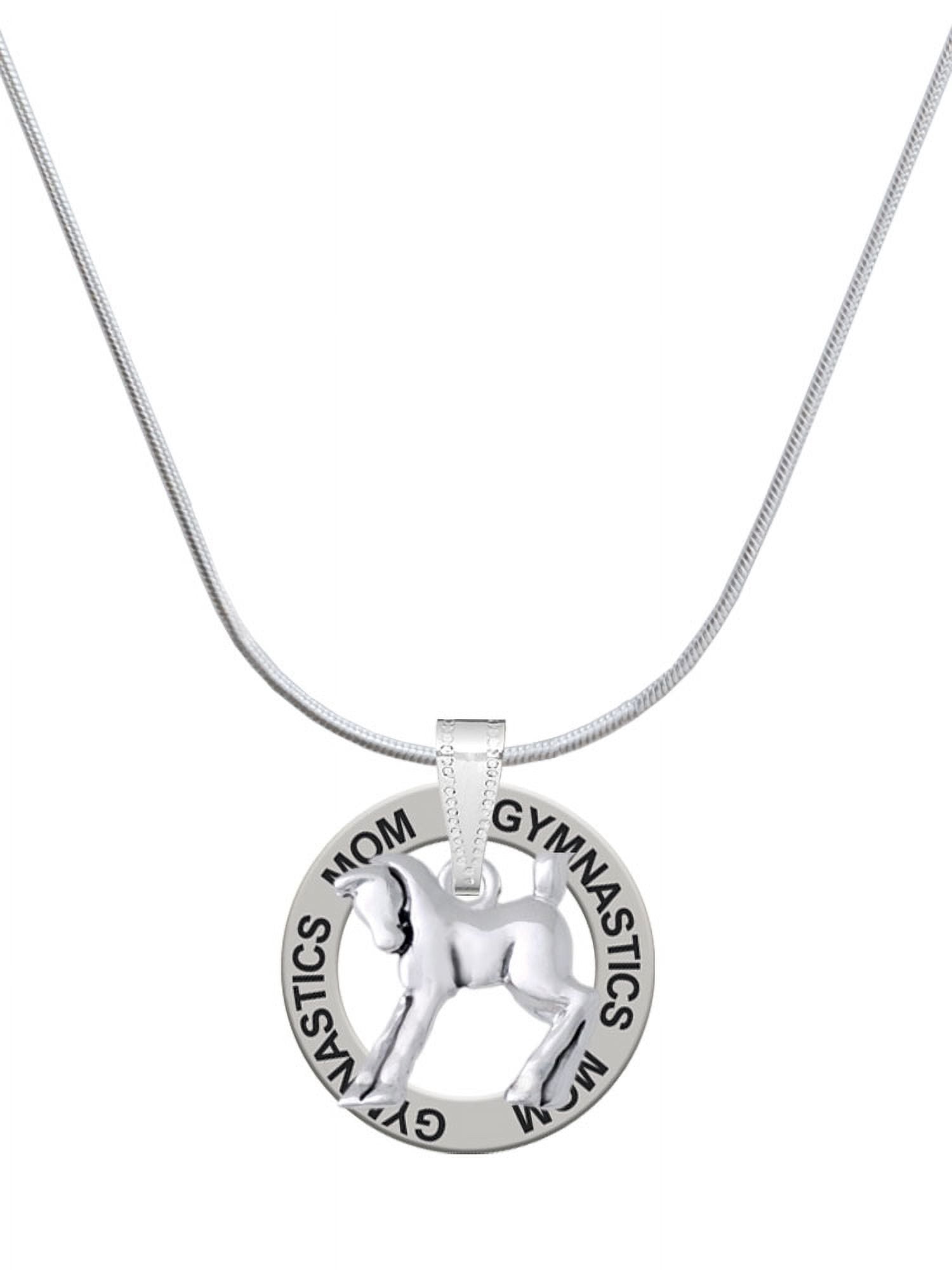 Delight Jewelry Silvertone Equestrian Horse Gymnastics Mom Ring Charm Necklace, 18"
