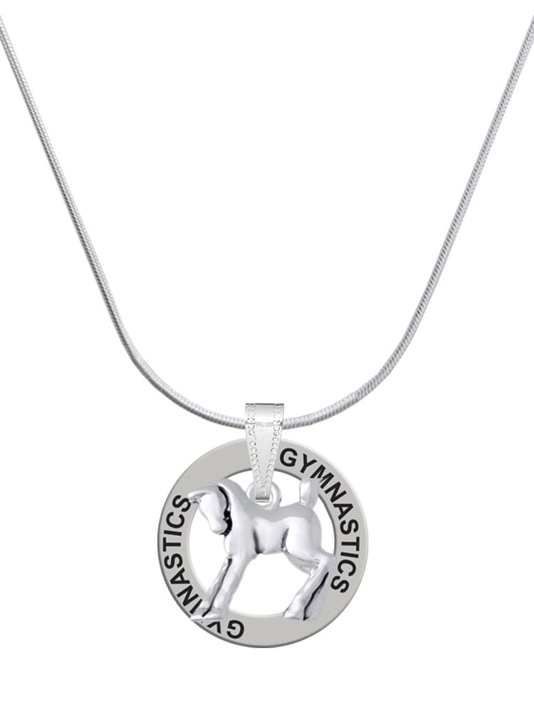 Delight Jewelry Silvertone Equestrian Horse Gymnastics Ring Charm Necklace, 18"