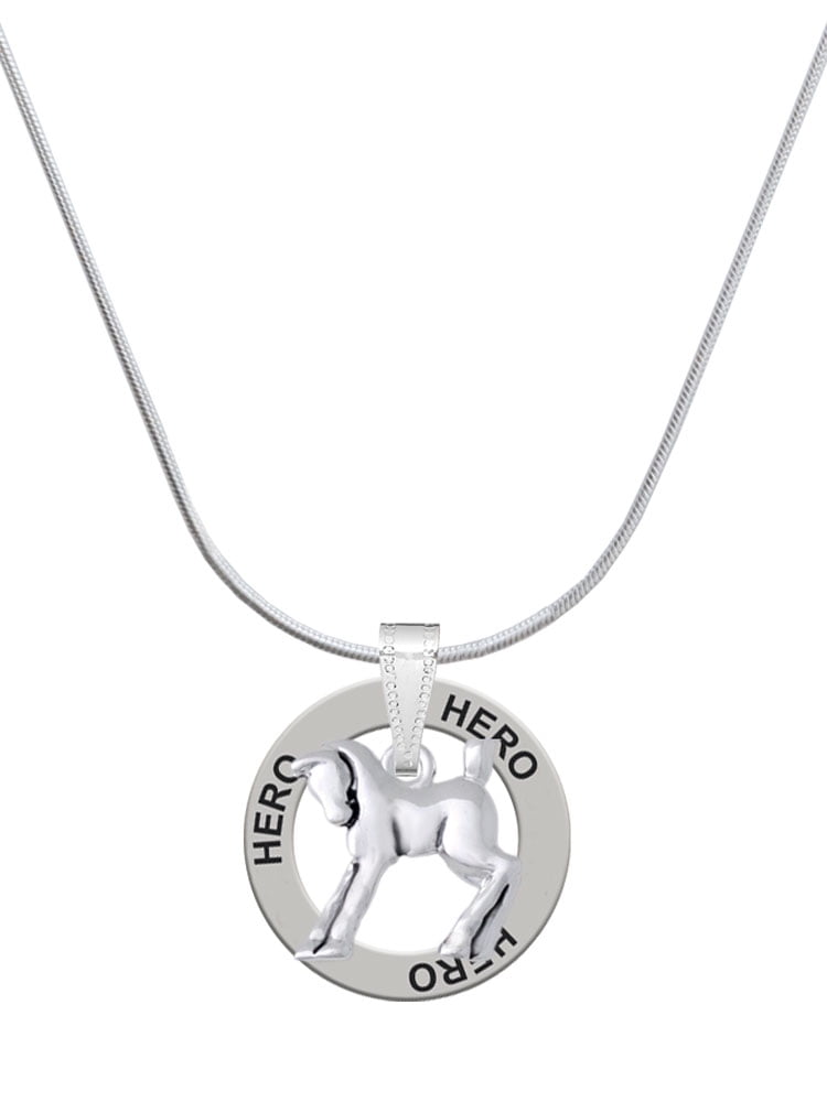 Delight Jewelry Silvertone Equestrian Horse Hero Ring Charm Necklace, 18"