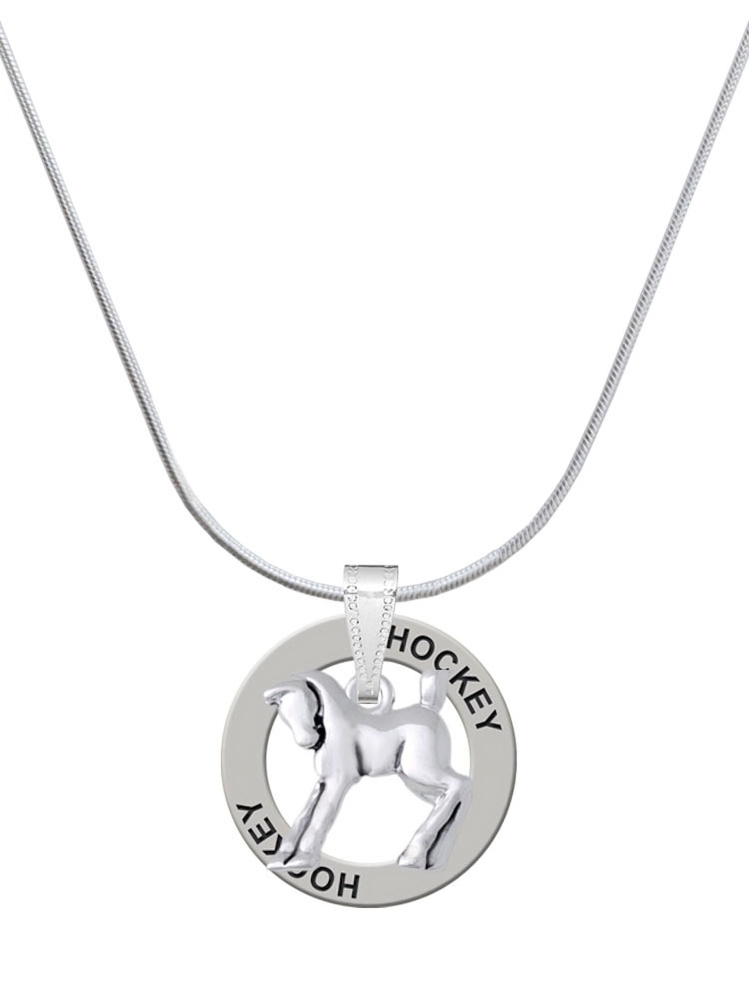 Delight Jewelry Silvertone Equestrian Horse Hockey Ring Charm Necklace, 18"