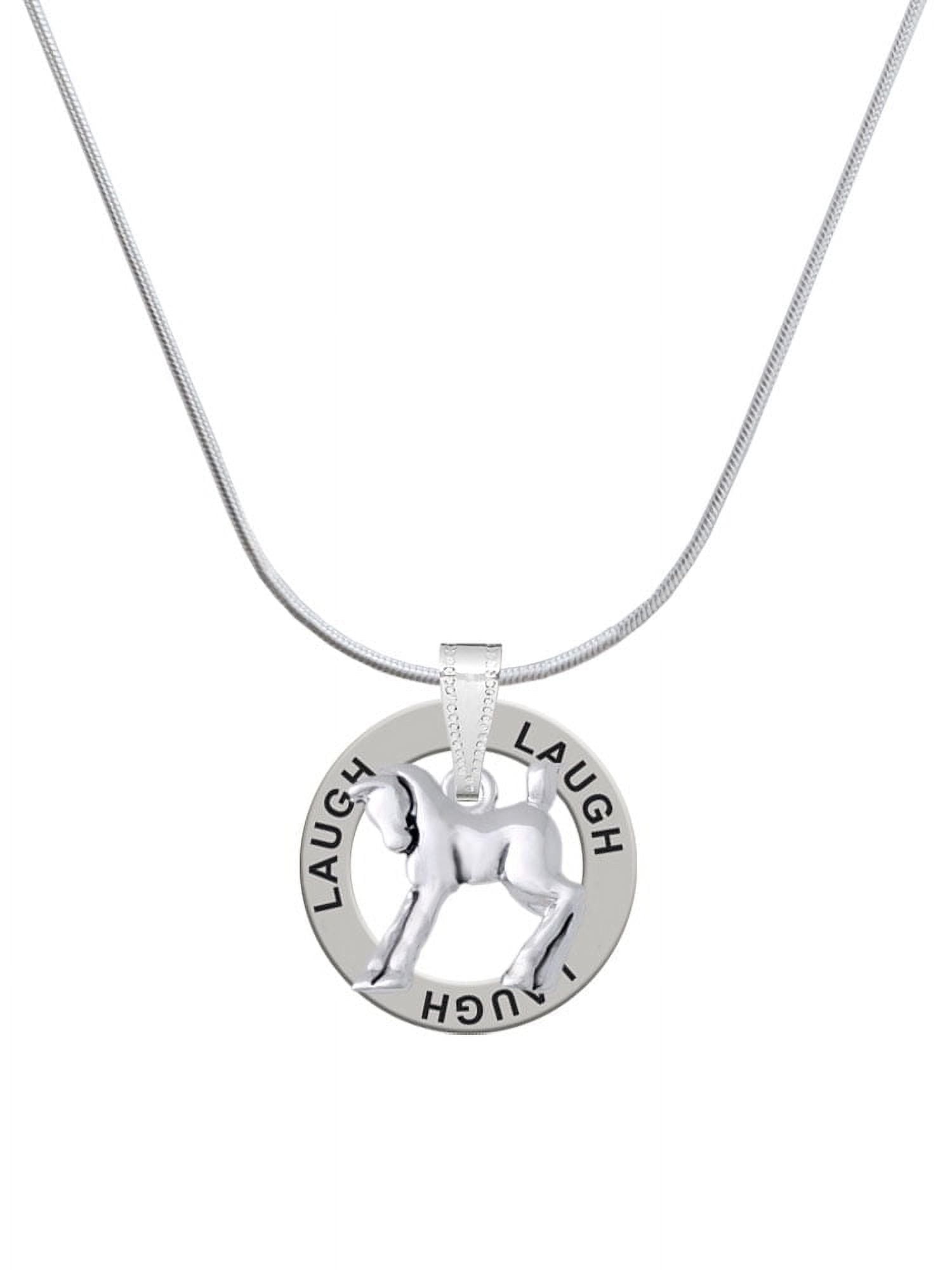 Delight Jewelry Silvertone Equestrian Horse Laugh Ring Charm Necklace, 18"