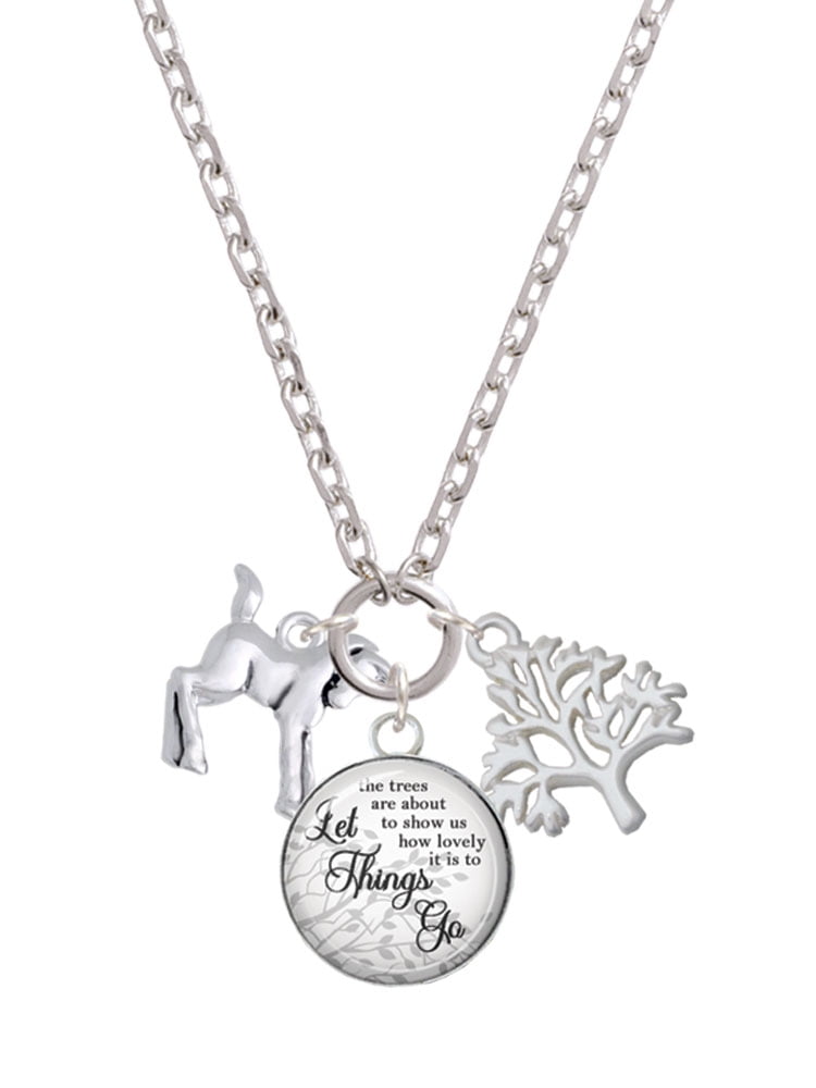 Delight Jewelry Silvertone Equestrian Horse Let Things Go Fall Zoey Charm Necklace, 28"