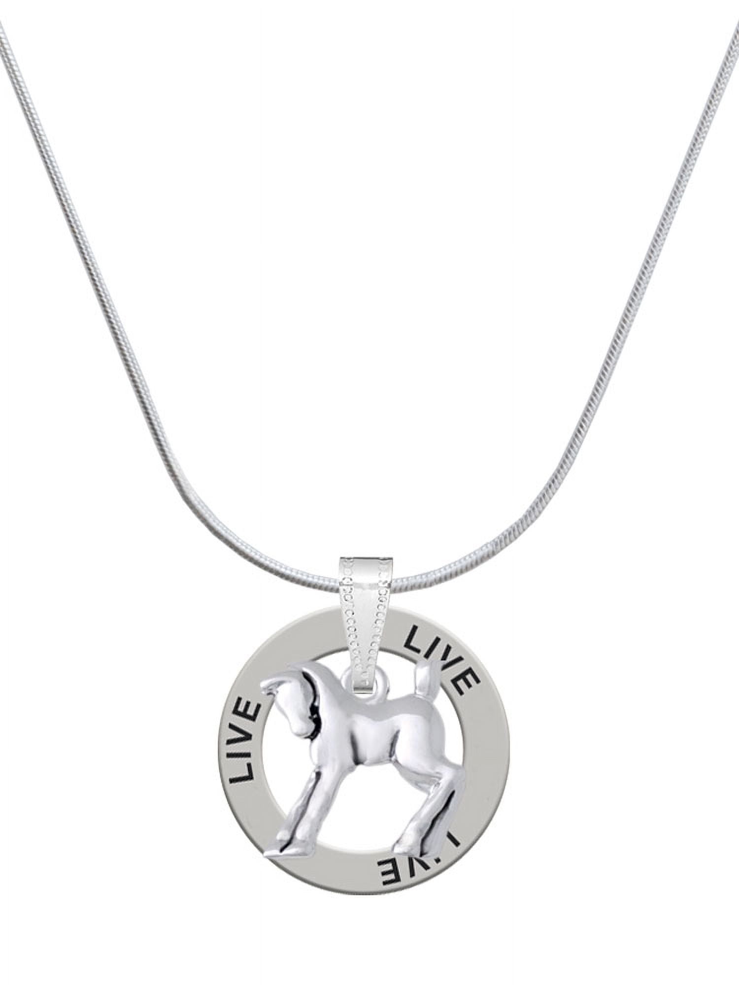 Delight Jewelry Silvertone Equestrian Horse Live Ring Charm Necklace, 18"