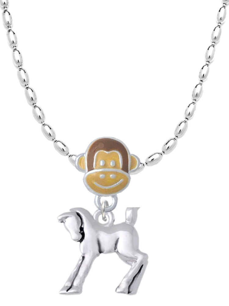 Delight Jewelry Silvertone Equestrian Horse Mia Monkey Charm Necklace