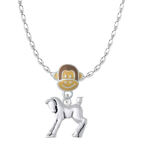 Delight Jewelry Silvertone Equestrian Horse Mia Monkey Charm Necklace
