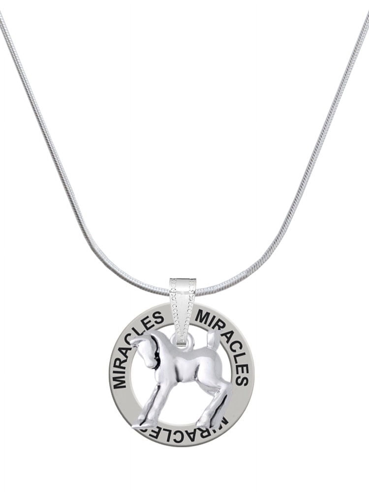 Delight Jewelry Silvertone Equestrian Horse Miracles Ring Charm Necklace, 18"