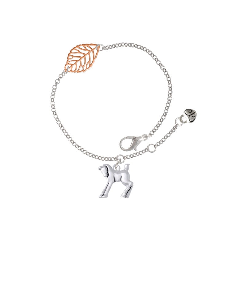 Delight Jewelry Silvertone Equestrian Horse - Rose Goldtone Leaf Delicate Bracelet, 6.25+1.75"