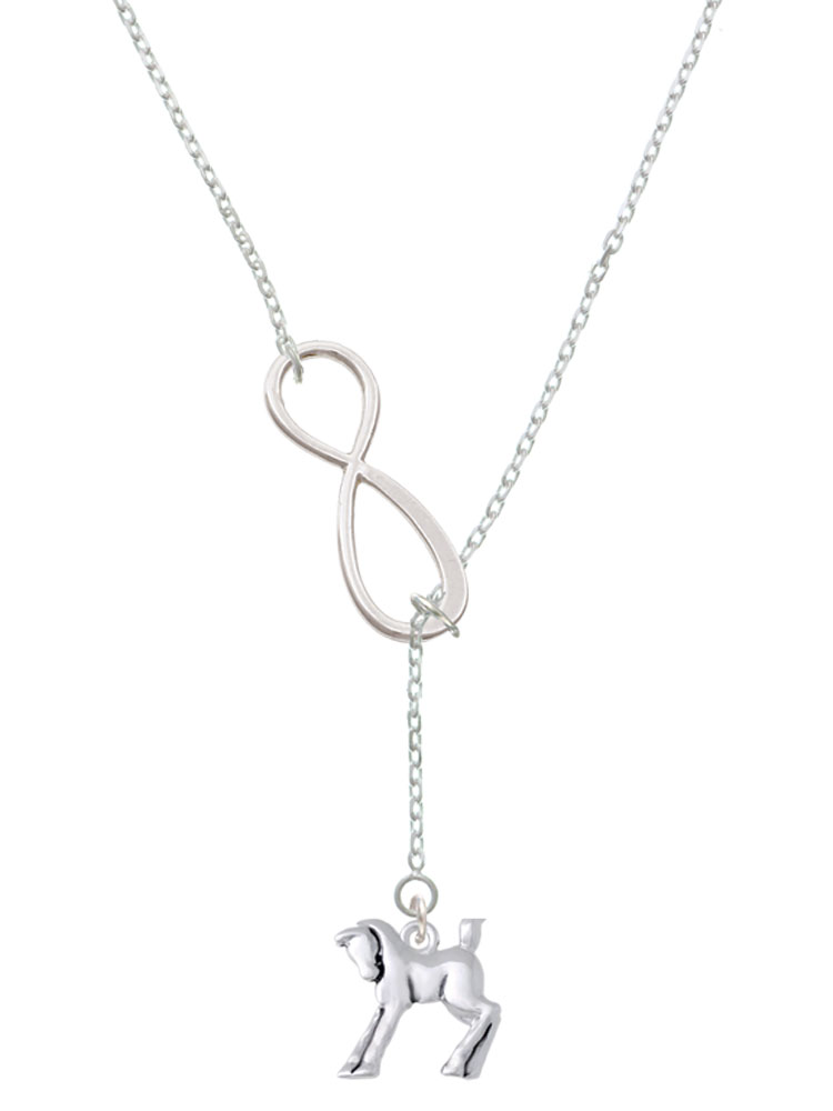 Delight Jewelry Silvertone Equestrian Horse Silver tone Elegant Infinity Lariat Necklace