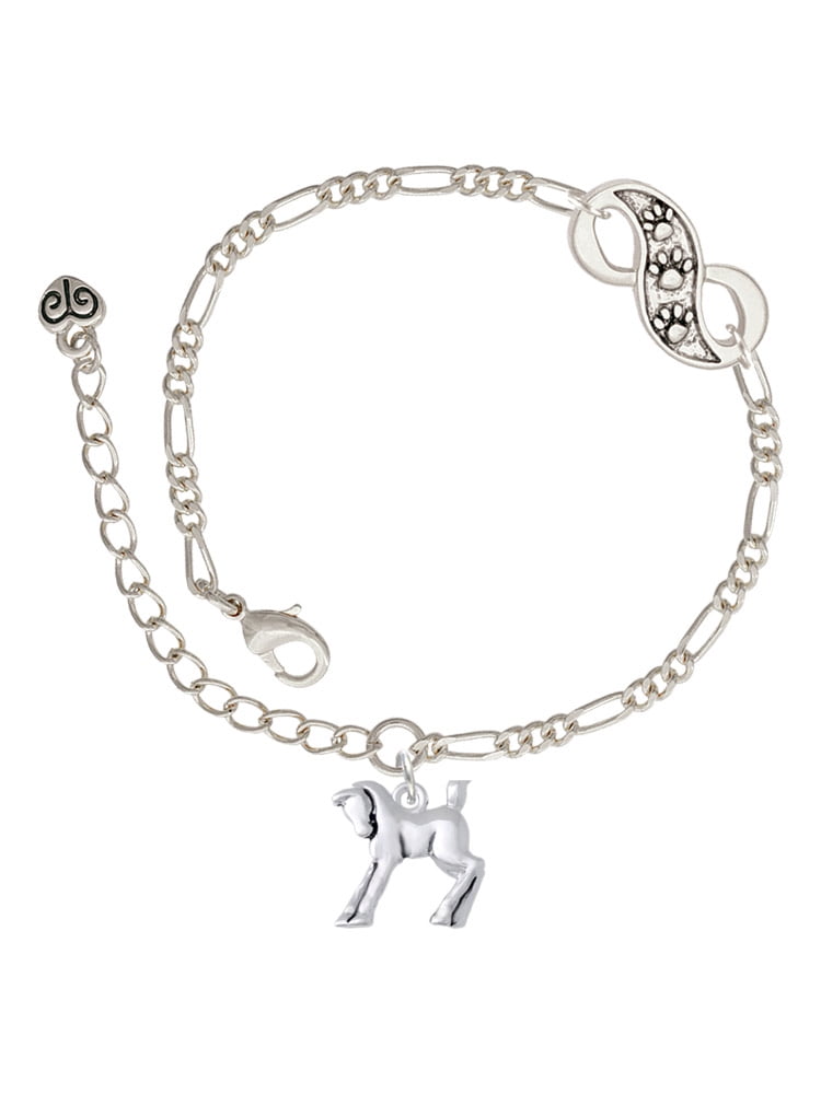 Delight Jewelry Silvertone Equestrian Horse Silver-tone Paw Infinity Link Chain Bracelet, 6"+2" Extender