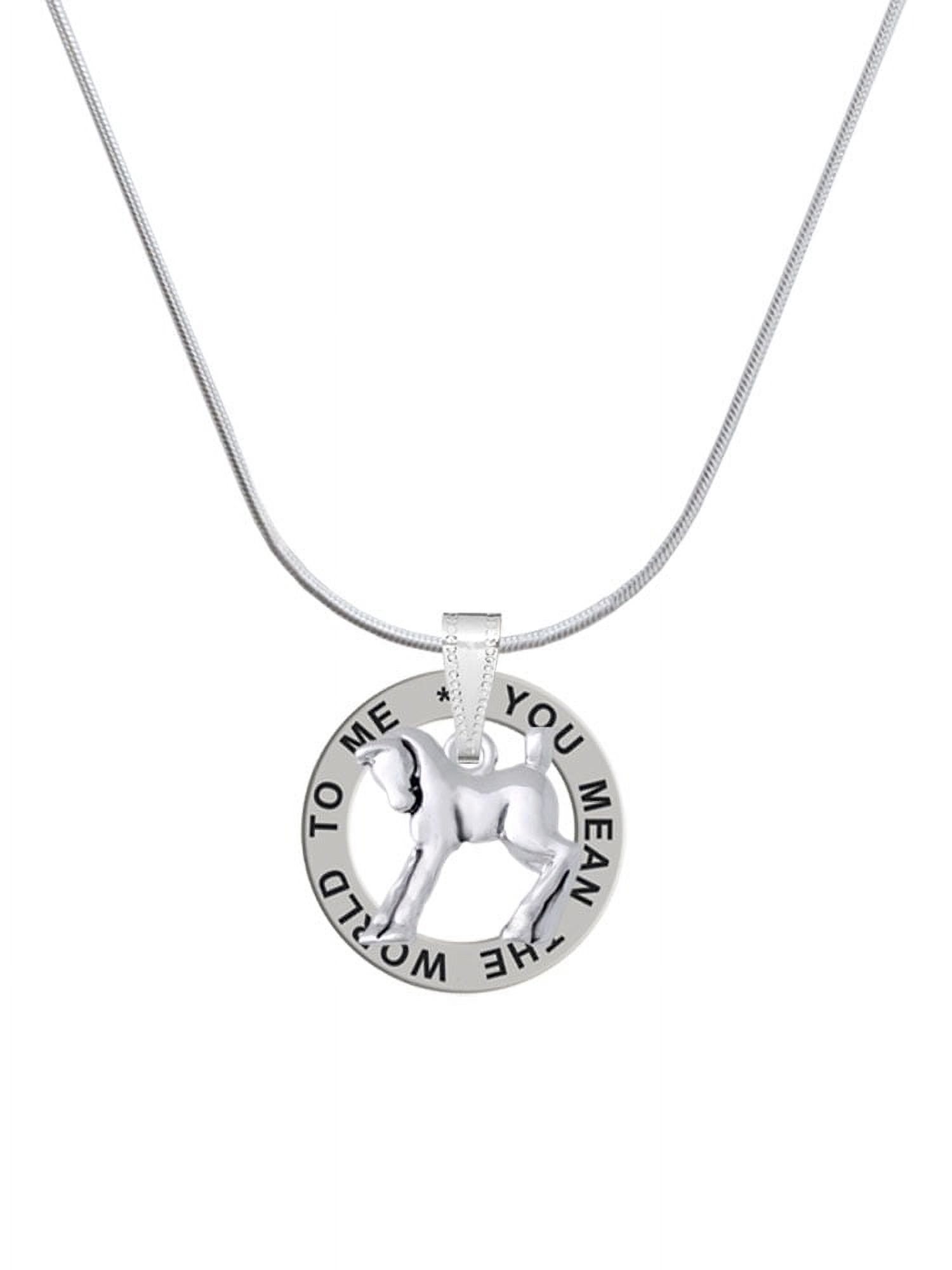 Delight Jewelry Silvertone Equestrian Horse Silver-tone You Mean the World to Me Ring Necklace, 18"