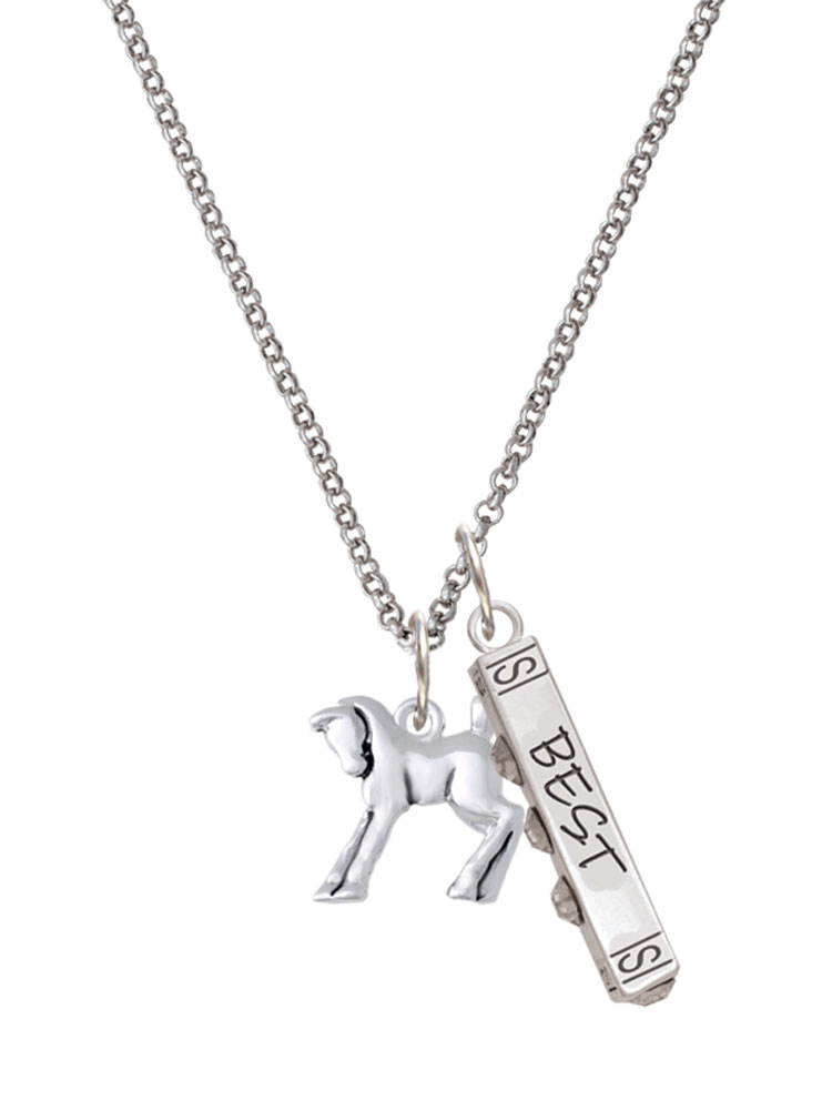 Delight Jewelry Silvertone Equestrian Horse Silvertone Best Friends Forever Bar Charm Necklace, 23"