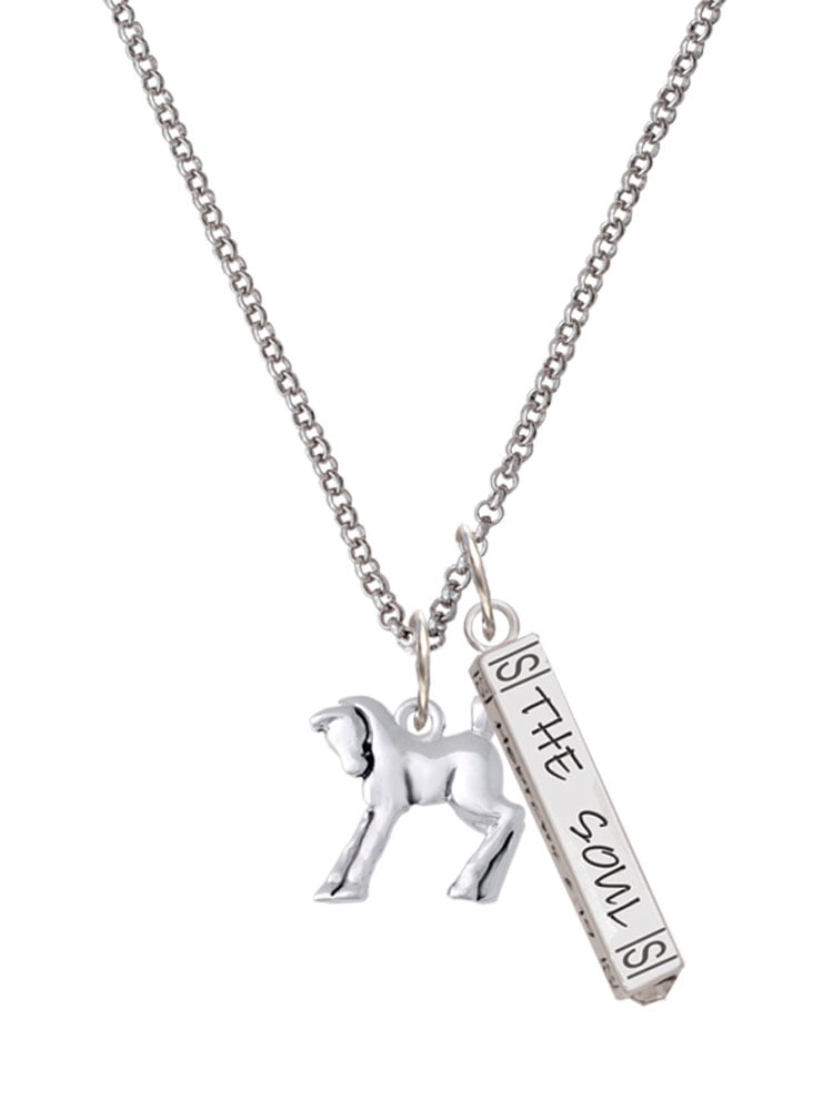 Delight Jewelry Silvertone Equestrian Horse Silvertone Hope Anchors the Soul Bar Charm Necklace, 23"