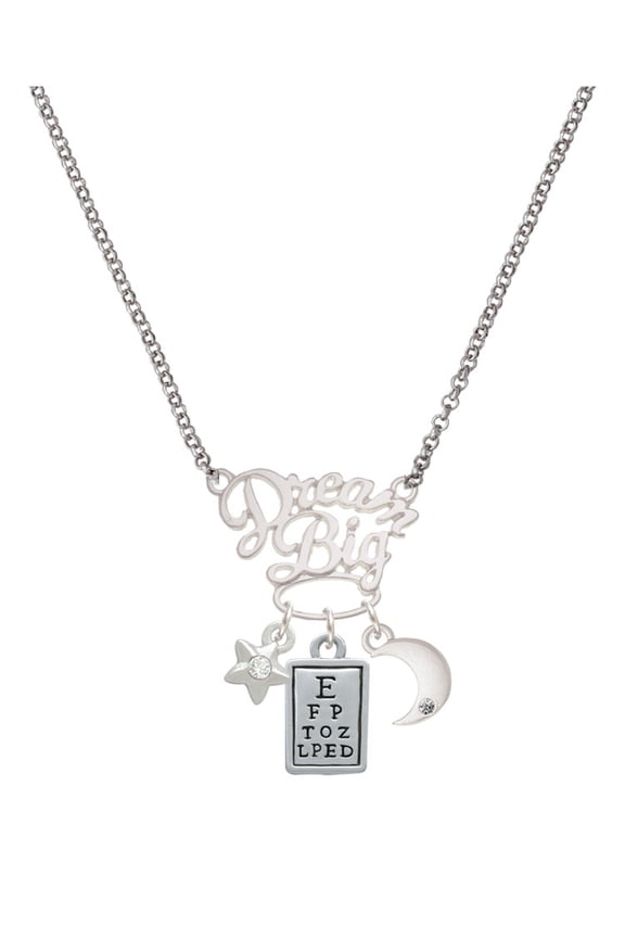 Silvertone Eye Chart Silvertone Dream Big Pendant Necklace, 25"