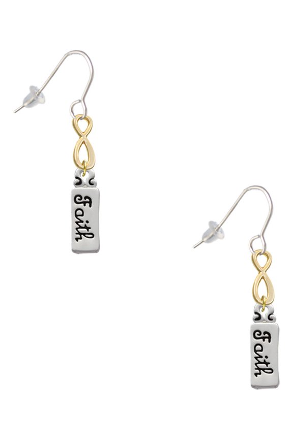 Silvertone Faith Gold Tone Infinity French Earrings