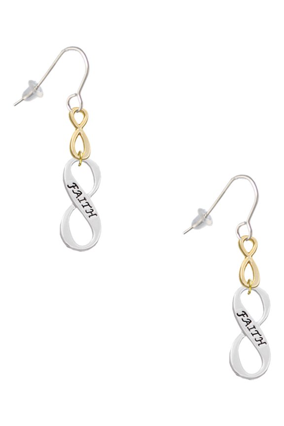 Silvertone Faith Infinity Sign Gold Tone Infinity French Earrings