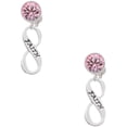 thumbnail image 1 of Delight Jewelry Silvertone Faith Infinity Sign Pink Crystal Clip on Earrings, 1 of 5