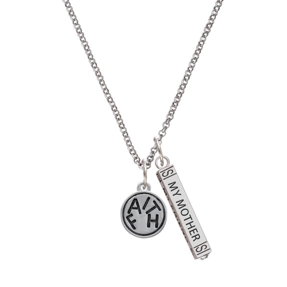 Delight Jewelry Silvertone Faith in Circle Silvertone Always My Mother Bar Charm Necklace, 23"