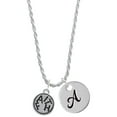 thumbnail image 1 of Delight Jewelry Silvertone Faith in Circle Silvertone Script Initial Disc - A - Charm Necklace, 20"+3", 1 of 4
