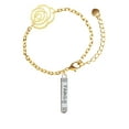 thumbnail image 1 of Delight Jewelry Silvertone Family Bar Gold-tone Flower Link Chain Bracelet, 6.75"+2" Extender, 1 of 4
