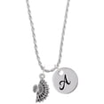 thumbnail image 1 of Delight Jewelry Silvertone Fan with AB Crystal Silvertone Script Initial Disc - A - Charm Necklace, 20"+3", 1 of 4