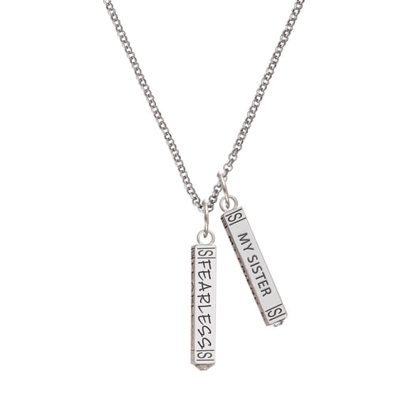 Delight Jewelry Silvertone Fearless Bar Silvertone Always My Sister Bar Charm Necklace, 23"
