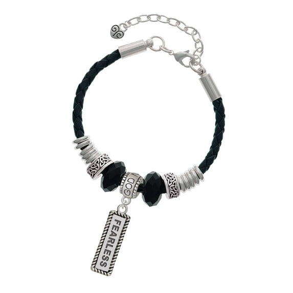 Delight Jewelry Silvertone Fearless Godmother Celtic Knot Leather Bead Bracelet, 7"+2" Extender