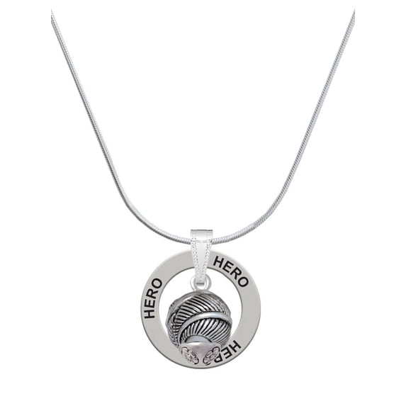 Delight Jewelry Silvertone Feather Spinner Hero Ring Charm Necklace, 18"