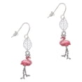 thumbnail image 1 of Delight Jewelry Silvertone Flamingo with Dangle Legs Silvertone Leaf French Earrings, 1 of 5