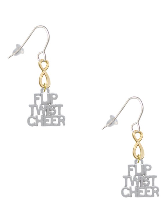 Silvertone Flip Twist Cheer Gold Tone Infinity French Earrings