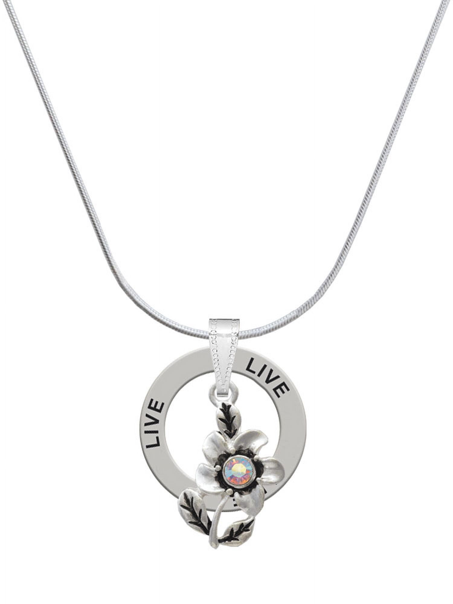 Delight Jewelry Silvertone Flower with AB Crystal Live Ring Charm