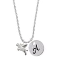 thumbnail image 1 of Delight Jewelry Silvertone Flying Pig Silvertone Script Initial Disc - A - Charm Necklace, 20"+3", 1 of 4