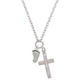 thumbnail image 1 of Delight Jewelry Silvertone Foot I Have Plans for You Engraved Cross Zoey Necklace, 28", 1 of 4