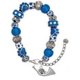 thumbnail image 1 of Delight Jewelry Silvertone French Horn Blue Paw Print Bead Bracelet, 7"+2", 1 of 4
