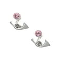 thumbnail image 1 of Delight Jewelry Silvertone French Horn Pink Crystal Clip on Earrings, 1 of 5