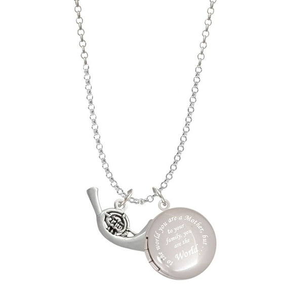 Delight Jewelry Silvertone French Horn To the World You are a Mother Locket Necklace