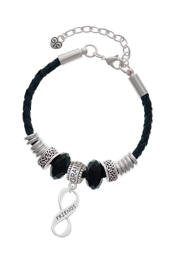 Silvertone Friends Infinity Sign Granddaughter Celtic Knot Leather Bead Bracelet, 7"+2" Extender