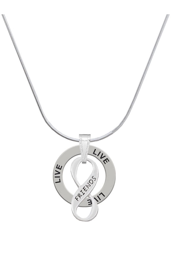 Silvertone Friends Infinity Sign Live Ring Charm Necklace, 18"