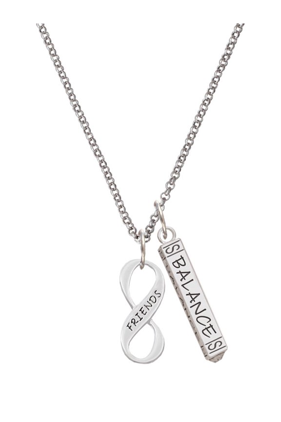 Silvertone Friends Infinity Sign Silvertone Balance Bar Charm Necklace, 23"