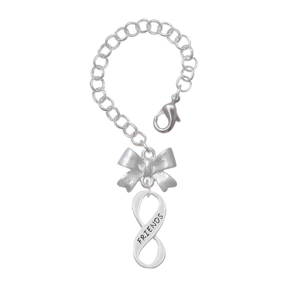 Delight Jewelry Silvertone Friends Infinity Sign - Silvertone Bow Charm Accessory for Tumblers and Thermal Cups