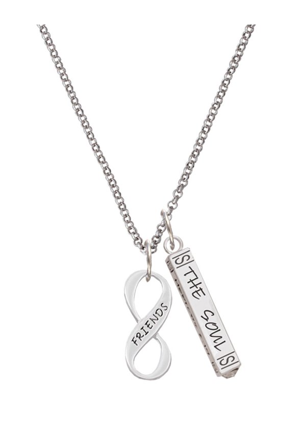 Silvertone Friends Infinity Sign Silvertone Hope Anchors the Soul Bar Charm Necklace, 23"