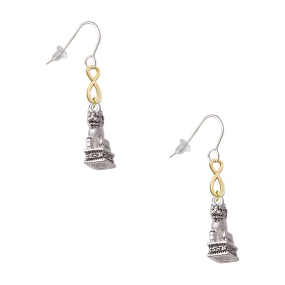 Delight Jewelry Silvertone Fu Dog Gold Tone Infinity French Earrings